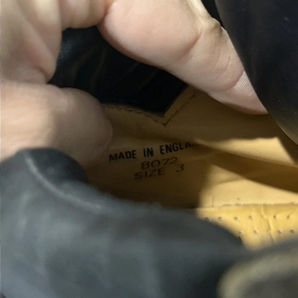 Dr.‎ Martens Boots Kids 3 Brown 8072 Made in England Leather Padded Collar Lug
